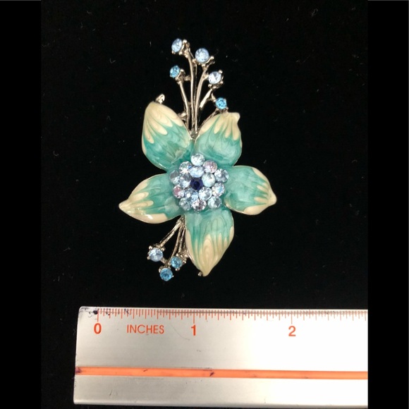 Crystal Sequins Rhinestones Brooch Enamel Flower Crystal Bloom Shiny Romantic - Picture 7 of 14